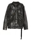 Rick Owens Drkshdw Jumbo Metallic-effect Denim Jacket In Black