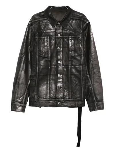 Rick Owens Drkshdw Jumbo Metallic-effect Denim Jacket In Black