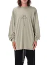 Rick Owens Drkshdw Oversized Long Sleeve T-shirt Pentagram In Pearl
