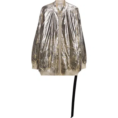 Rick Owens Drkshdw Jumbo Peter Flight Metallic Jacket In Silver