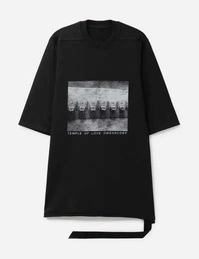 Rick Owens Drkshdw Jumbo Ss Graphic-print Raw-cut T-shirt In Black
