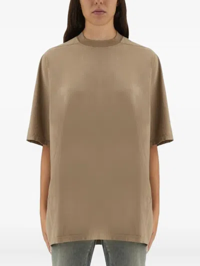Rick Owens Drkshdw Short Sleeve Crew Neck Top Relaxed Fit In Brown