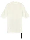 Rick Owens Drkshdw 'jumbo' White Crewneck T-shirt With Oversized Band In Beige