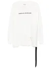 Rick Owens Drkshdw Oversized Long Sleeve T-shirt With Milk Black Print In White