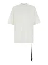 Rick Owens Drkshdw 'jumbo' White Crewneck T-shirt With Oversized Band