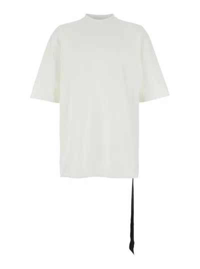 Rick Owens Drkshdw 'jumbo' White Crewneck T-shirt With Oversized Band In Cotton Man In Milk