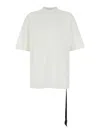 Rick Owens Drkshdw 'jumbo' White Crewneck T-shirt With Oversized Band In White