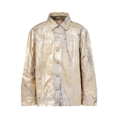 Rick Owens Drkshdw Jumbo Worker Denim Jacket In Gold