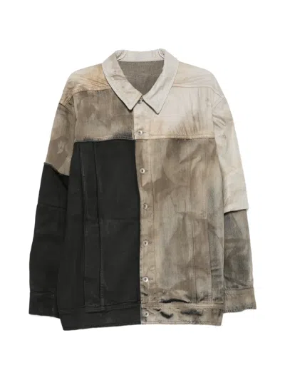 Rick Owens Drkshdw Multicolor Jumbo Worker Jacket In Brown