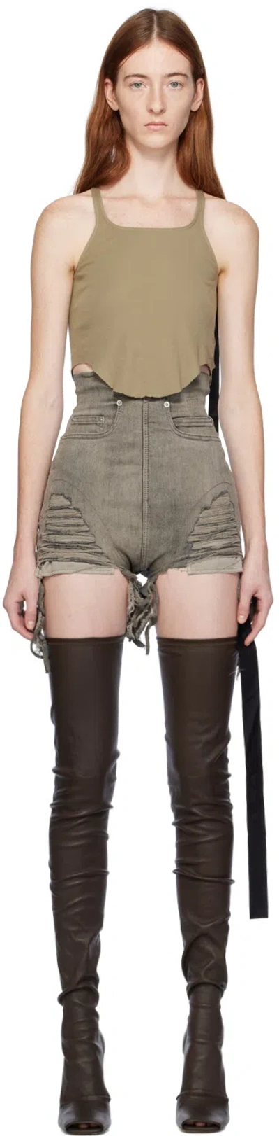 Rick Owens Drkshdw Khaki Basic Tank Top In 25 Pale Green