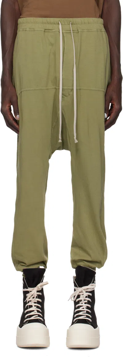 Rick Owens Drkshdw Drop-crotch Cotton Trousers In 85 Sage