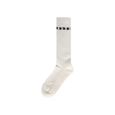 Pre-owned Rick Owens Drkshdw Knee High Socks 'milk/black' | White | Men's Size 1