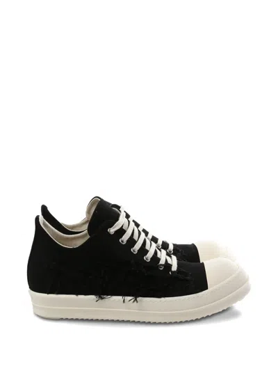 Rick Owens Drkshdw Lace-up Distressed Sneakers In Black