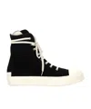 Rick Owens Drkshdw High-top Round Toe Rubber Sole Sneakers In Black