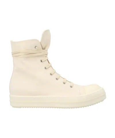 Rick Owens Drkshdw Lace-up High Top Sneakers In White