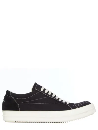 Rick Owens Drkshdw Lace-up Sneakers With Shark Tooth Caps And Padded Ankle In Black