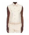 Rick Owens Drkshdw Sleeveless Trucker Jacket In White