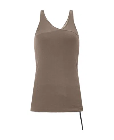 Rick Owens Drkshdw Layered Cotton Tank Top In Brown