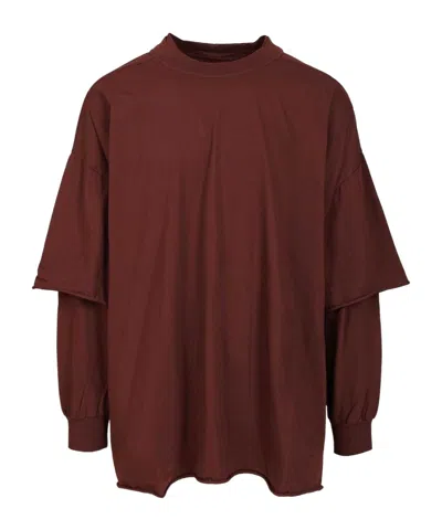 Rick Owens Drkshdw Layered Long-sleeved T-shirt In Red