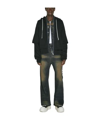 Rick Owens Drkshdw Layered Hooded Jacket In Black