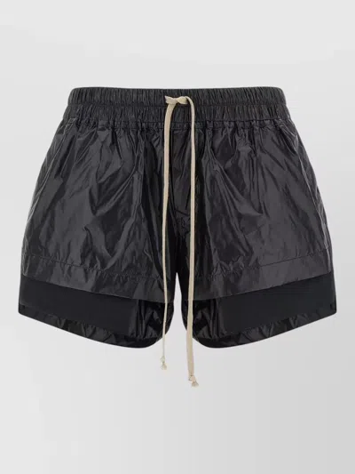 Rick Owens Drkshdw Layered Shine Boxer Shorts Street Style In Black