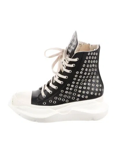 Pre-owned Rick Owens Drkshdw Leather Polka Dot Print Lace-up Boots In Black