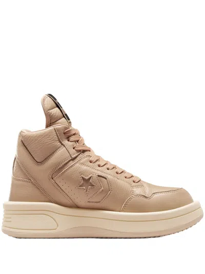 Rick Owens Drkshdw Leather Sneakers In Neutrals