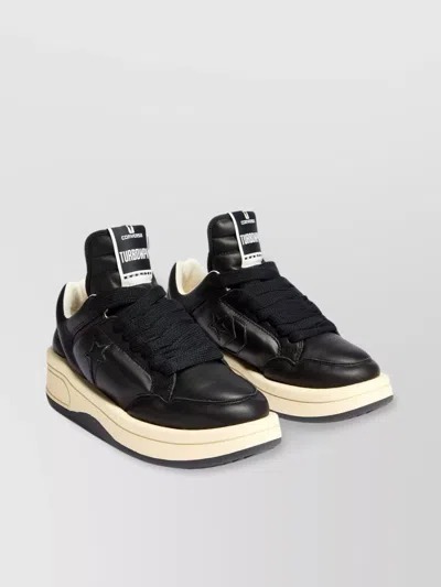 Rick Owens Drkshdw Leather Sneakers With Padded Collar And Star Detail