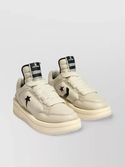 Rick Owens Drkshdw Leather Sneakers With Star Detail And Rubber Sole In Neutral