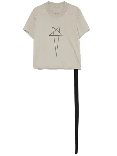 Rick Owens Drkshdw "small Level T" Cropped T-shirt In Beige