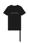 Rick Owens Drkshdw Level T-shirt With Asymmetric Hem And Graphic Print In Black & Pearl