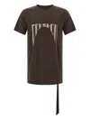 Rick Owens Drkshdw Asymmetrical Hem Graphic Print T-shirt In Brown