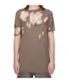 Rick Owens Drkshdw Distressed Longline Round Neck T-shirt In Brown