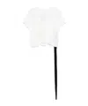 Rick Owens Drkshdw 'small Level T' Cropped Asymmetrical Hem T-shirt In White