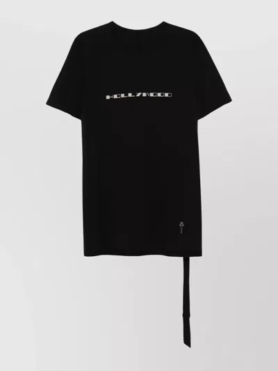 Rick Owens Drkshdw Level T-shirt With Asymmetric Hem And Graphic Print In Black