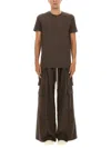 Rick Owens Drkshdw Crew Neck Short Sleeve Fitted T-shirt In Brown