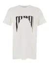 Rick Owens Drkshdw White Crewneck T-shirt With Logo Print On The Front In Cotton Man In White