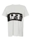 RICK OWENS DRKSHDW WHITE T-SHIRT WITH CONTRASTING LOGO PRINT IN COTTON MAN
