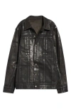 Rick Owens Drkshdw Lido Worker Coated Denim Jacket In Black