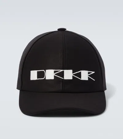 Rick Owens Drkshdw Logo Cotton Canvas Baseball Cap In Black
