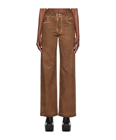 Rick Owens Drkshdw Logo Denim Trousers In Brown