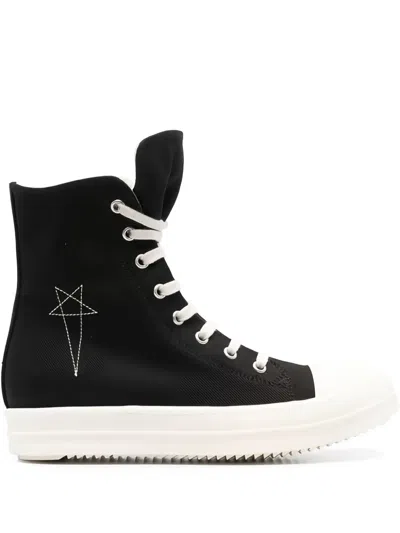 RICK OWENS DRKSHDW LOGO-EMBROIDERED HIGH-TOP SNEAKERS