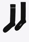 Rick Owens Drkshdw Logo Print Ankle Socks In Black