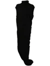 Rick Owens Drkshdw Long Dress With Cap Sleeves And Draped Detail In Black
