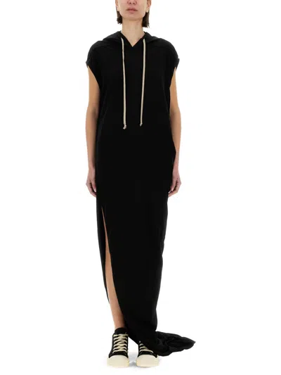 Rick Owens Drkshdw Long Dress With Hood In Black
