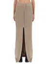 Rick Owens Drkshdw Drawstring Waist Skirt Side Pockets In Neutral