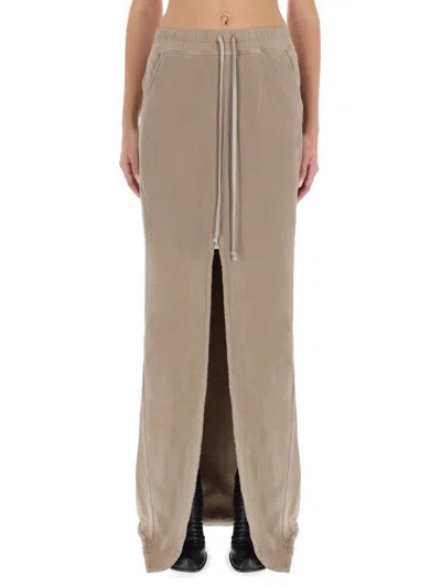 Rick Owens Drkshdw Drawstring Waist Skirt Side Pockets In Neutral