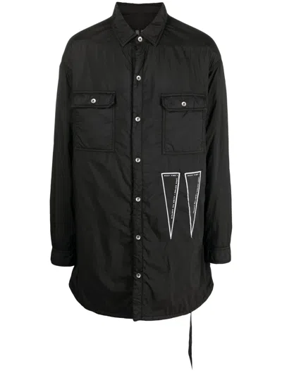 Rick Owens Drkshdw Long Shirt Jacket In Black