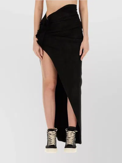Rick Owens Drkshdw Long Skirt With Asymmetric Hem And High Slit