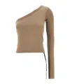 Rick Owens Drkshdw Ziggy Asymmetric-neckline T-shirt In Brown